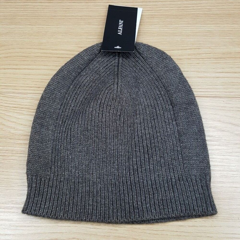 ALFANI Mens Beanie Hat Gray Stretch Knit Winter Casual $40